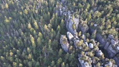 Szczeliniec Wielki tablo Dağları Milli Parkı içinde muhteşem kaya oluşumu. Turistik Lehçe Sudetes