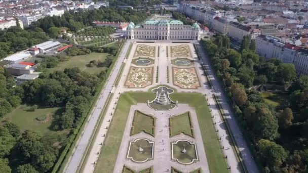 Vista aérea del palacio Belvedere. Vena. Viena. Wien. Austria . — Vídeo de stock