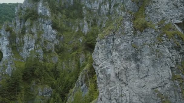 Luchtfoto van bergen en prachtige diepe kloof met verbazingwekkende rotsformatie. — Stockvideo