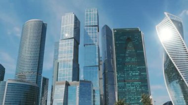 Moskova Şehir gökdelenler timelapse. Moskova şehrinin ofis iş merkezi. Moskova Şehir Kuleleri.