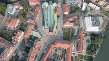 Wroclaw, Ostrow Tumski, St John Katedrali, Katedra Swietego Jana Chrzciciela, Old Town, Stare Miasto, Polonya, Polska Havadan üst Görünümü