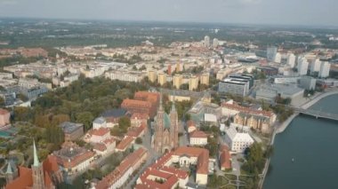 Wroclaw, Polonya Katedrali Adası havadan görünümü