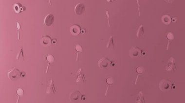 Reklam için batı arka plan pembe duvar kağıdı, sürgülü elementlerin üç boyutlu çizimi, büyüteç, okçuluk okları modern minimalist desen. Animasyon reklamlar için harika. Boşluk metin koydu