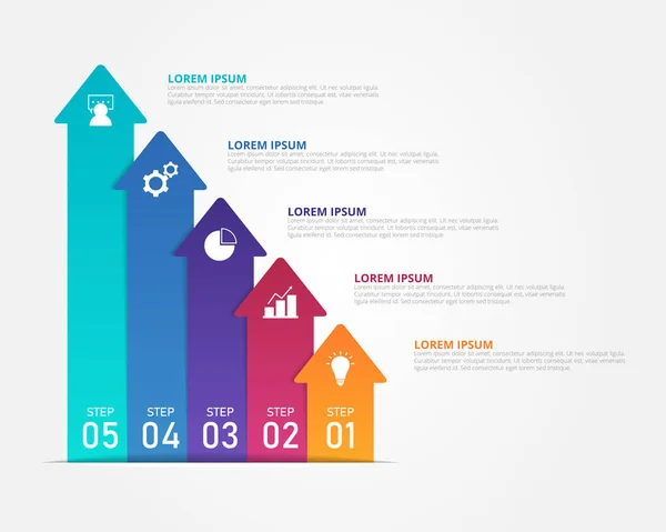 Pfeil Infografik Vorlage Für Unternehmen Bildung Webdesign Banner Broschüren Flyer — Stockvektor