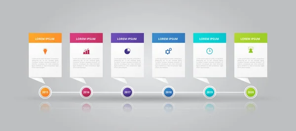 Timeline Infographic Sjabloon Voor Business Onderwijs Webdesign Spandoeken Brochures Flyers — Stockvector
