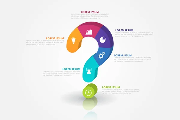 Vraagteken Infographic Sjabloon Voor Business Onderwijs Webdesign Spandoeken Brochures Flyers — Stockvector