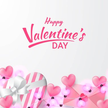 Arka plan kalp şeklinde ile aşk, aşk mektubu, hediye ve lamba şeklinde aşk. Vektör çizim. Wallpaper.Flyers, davet, afiş, broşür, afiş.