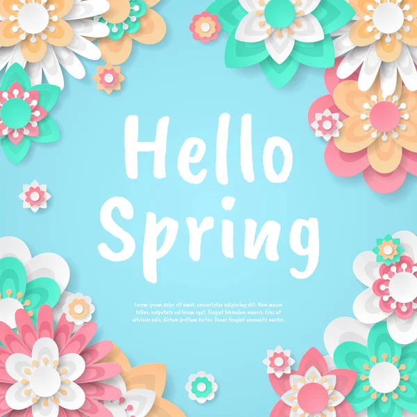 カラフルなお花で春の背景 テンプレート バナー チラシ 招待状 ポスター パンフレット 割引券に使用できます ベクトル図 — ストックベクタ
