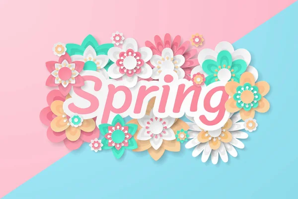 カラフルなお花で春の背景 テンプレート バナー チラシ 招待状 ポスター パンフレット 割引券に使用できます ベクトル図 — ストックベクタ