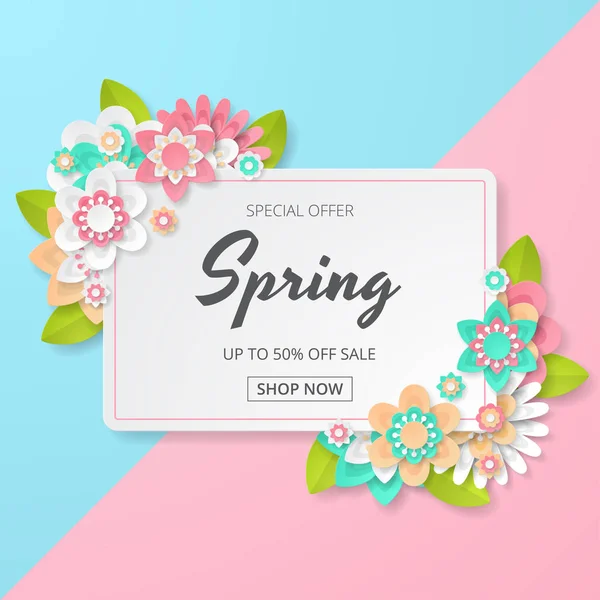 Frühling Verkauf Hintergrund Mit Schönen Bunten Blume Kann Für Vorlage — Stockvektor