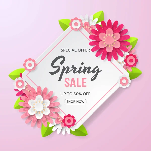 Frühlingsverkauf Banner Mit Schöner Blume Kann Für Vorlage Banner Tapeten — Stockvektor