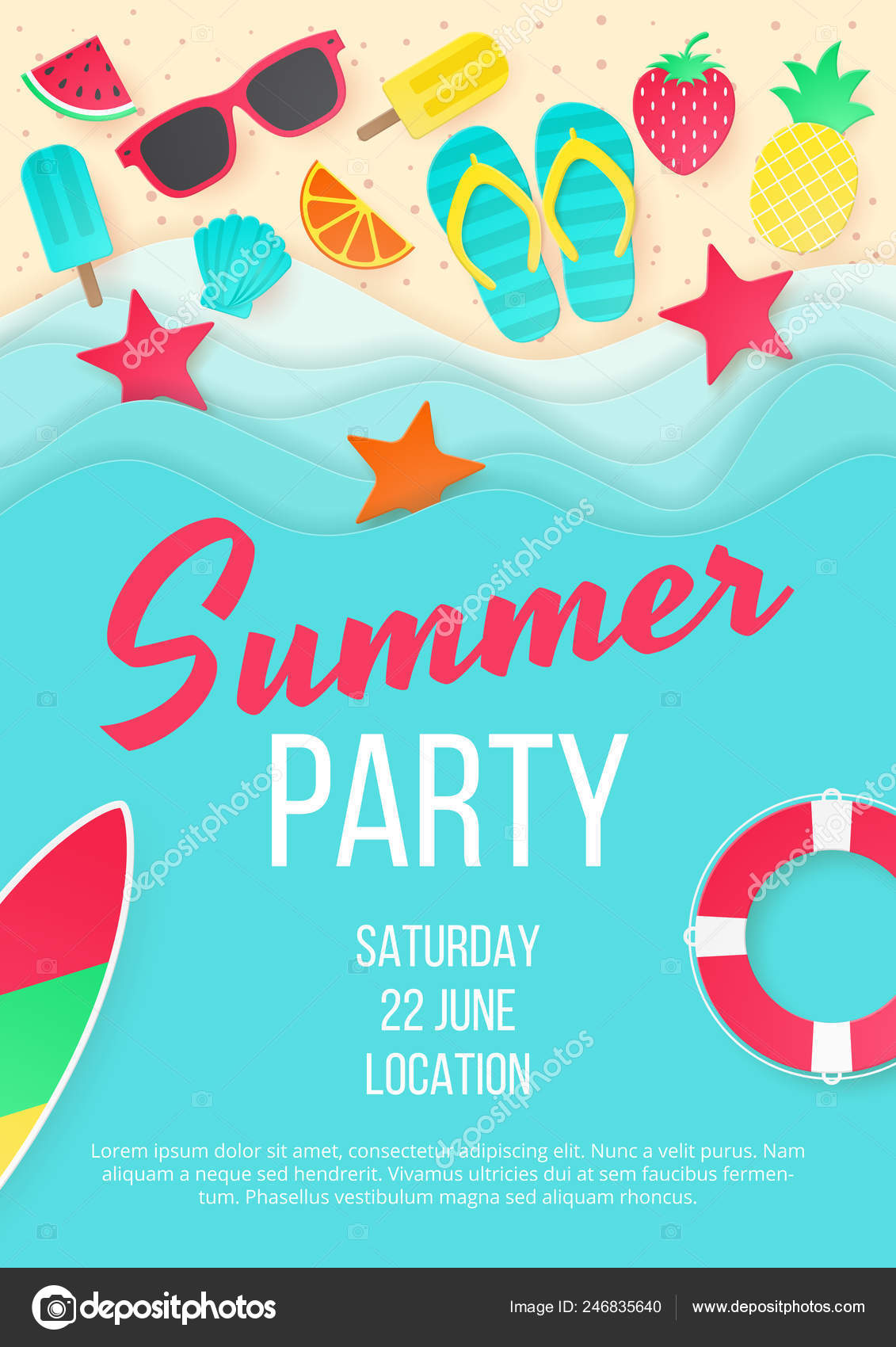 beach party background clipart blue