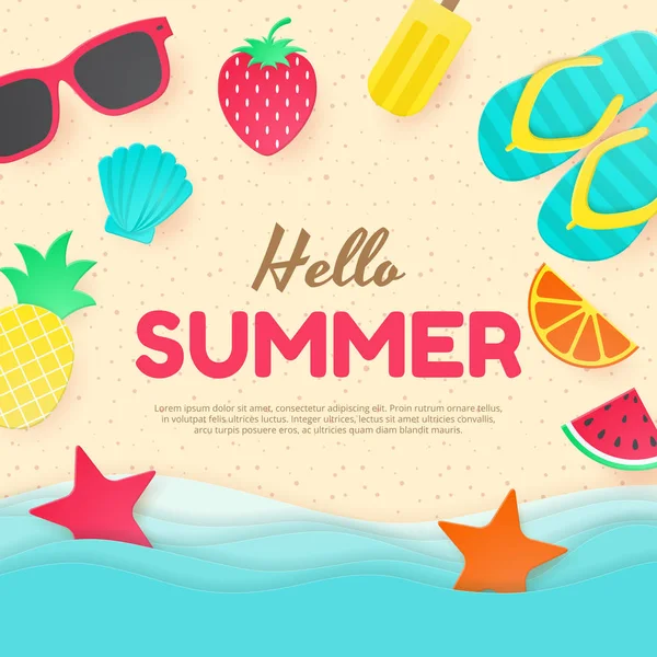 Summer Vector Background Paper Cut Can Used Banners Wallpaper Flyers — Stock Vector
