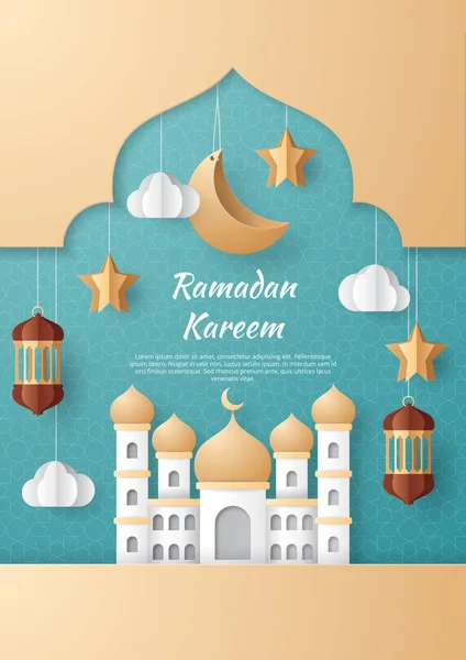 Ramadan Kareem ilustração de fundo. Corte de papel — Vetor de Stock
