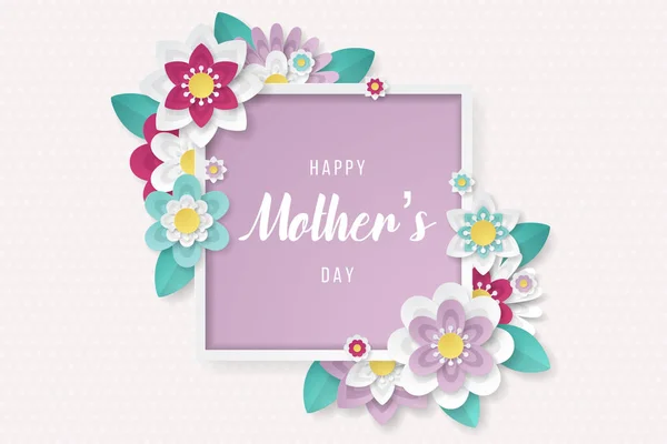 Glückliche Muttertag Hintergrund Mit Schönen Papier Schnittblumen Vektorillustration — Stockvektor