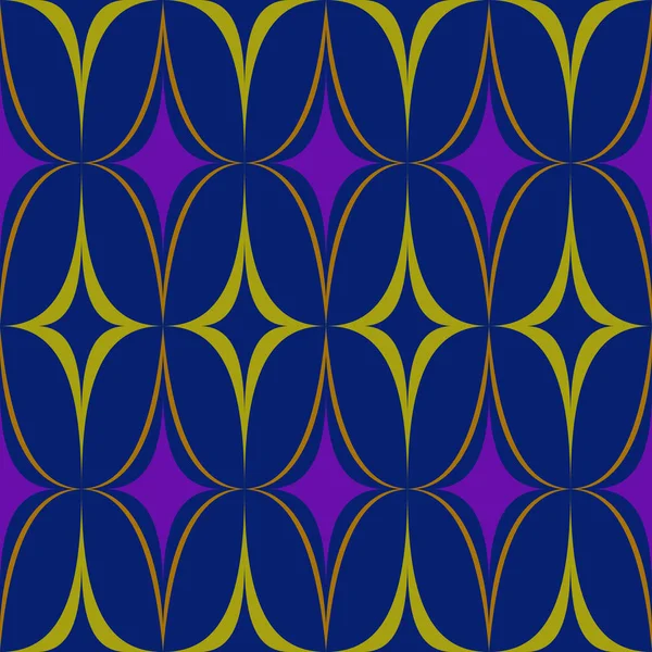 마름모 패턴 보라색 파란색 타원형 노란색 추상화 벡터 — 스톡 벡터