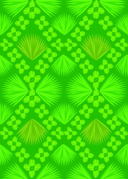 Pattern abstract green leaves tropics flora wallpaper graphics — Stockový vektor