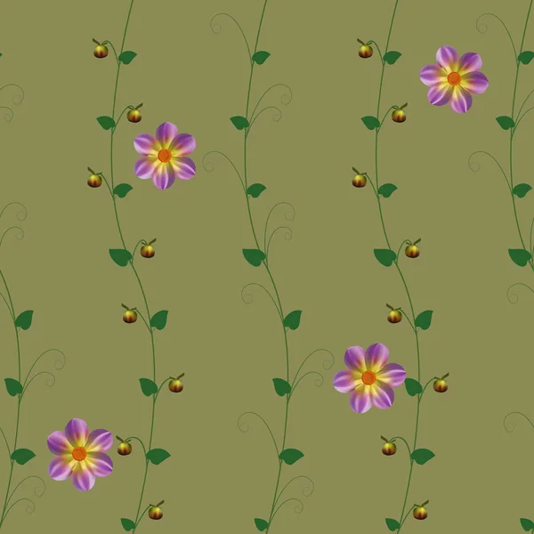 Vzorek květiny fialový listí zelená Flora Liana Tapeta — Stockový vektor