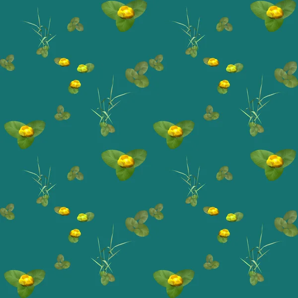 Muster Flora Lilie gelb Blatt grün Grafik Vektor Abstraktion Design — Stockvektor