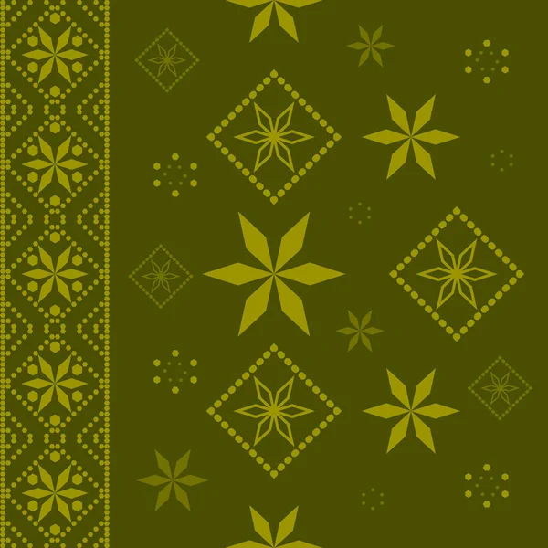 Motif ornement graphiques vert étoile carrée losange papier peint design abstraction — Image vectorielle