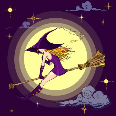 Cadılar Bayramı için cadı illüstrasyon