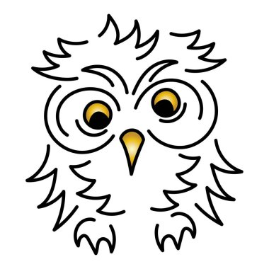 Şirin baykuş. Çizilmiş. Vektör