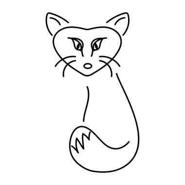 Fox siyah siluetler özetliyor. Elle çizilmiş vektör görüntü. Vahşi hayvan. 