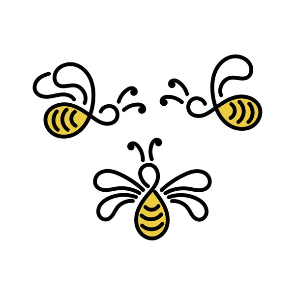 Abeilles Vecteur Schéma Logo — Image vectorielle