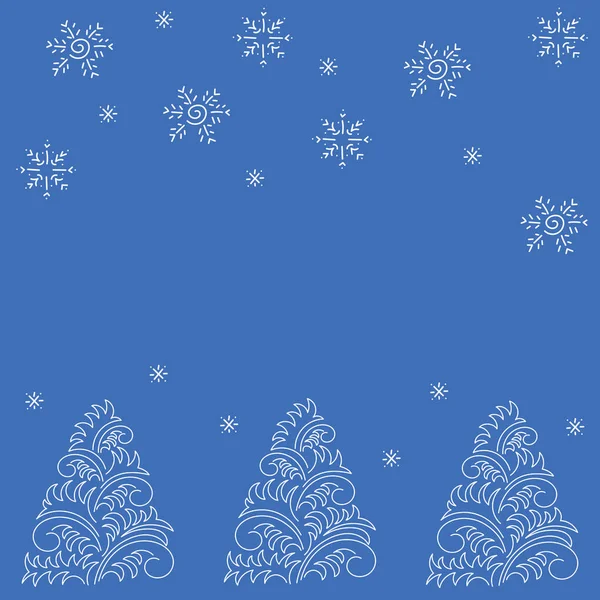Winterurlaub Hintergrund Mit Stilisiertem Weihnachtsbaum Handgezeichnete Vektorillustration Gestaltungselemente Für Grußkarten — Stockvektor