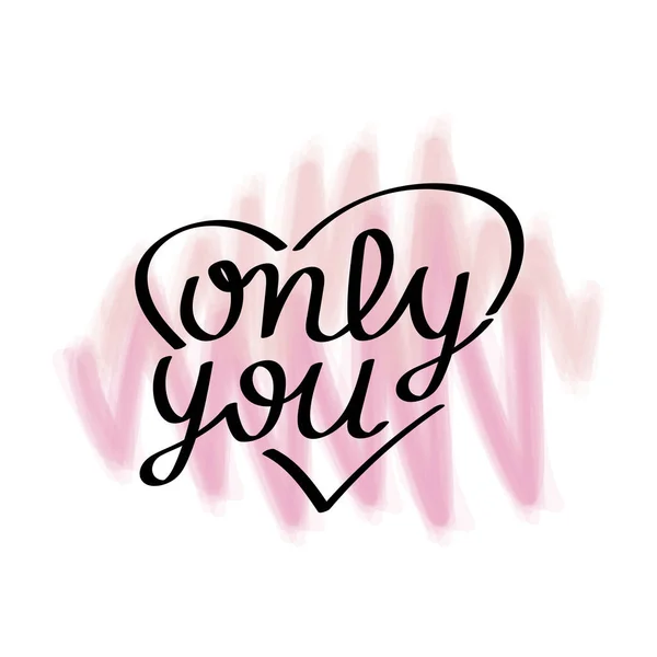 Only You Hand Lettering Necklace Heart Outline Vector Illustration — Stock Vector