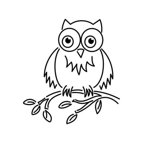 Cute Funny Owl Vector Illustration Outline — Stock Vector