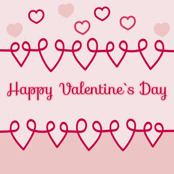 バレンタインの日 手には 連続的な線によって描かれた心のベクトル イラストが描かれました パターン デザイン カード カップ — ストックベクタ