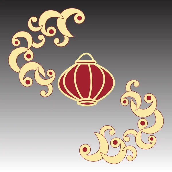 中国の提灯 装飾的な要素 新年のテンプレート デザイン ベクトルの図 手描き — ストックベクタ