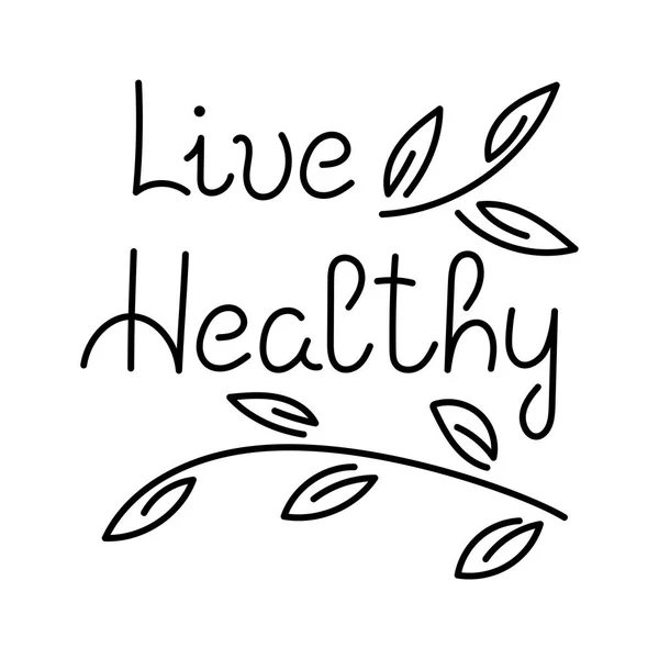Beautiful Brush Lettering Live Healthy Vector — Stock Vector