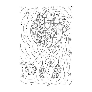 Rüya avcısı. Tasarım öğesi. El çizimi. Vektör çizim.