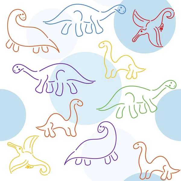 Joli Dinosaure Modèle Sans Couture Conception Doodle Vectorielle Dessinée Main — Image vectorielle