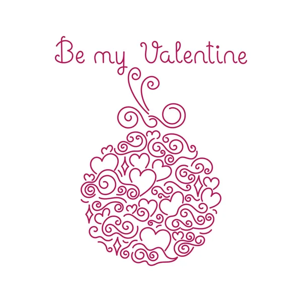 Sei Mein Valentinstag Herzen Handgezeichnet Vektor — Stockvektor
