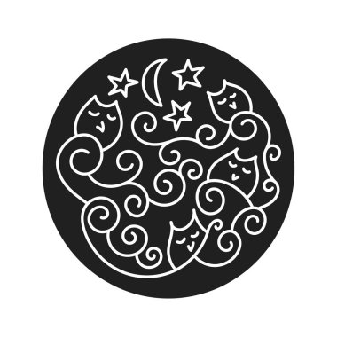 Sevimli uyku baykuşlar. Vektör çizim