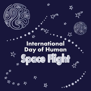 İnsan space flight, vektör çizim günü. Dünya günü Havacılık ve cosmonautics.
