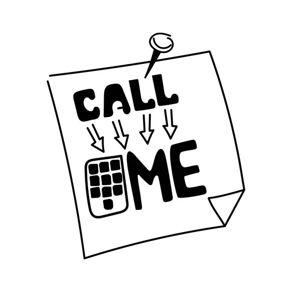 "call me "note, Sticker to record, vector — стоковый вектор