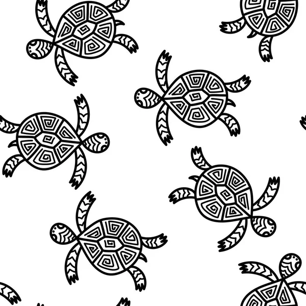 Vzor bezešvé s roztomilé želvy. Ručně kreslenou vektorové. — Stockový vektor