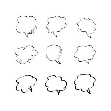 Konuşma balonları kümesi. Vektör çizim, grafik.