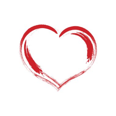 Beyaz arka plan üzerinde izole fırça boyama ile Vektör Kalp şekil çerçeve. Elle çizilmiş romantik kartlar.