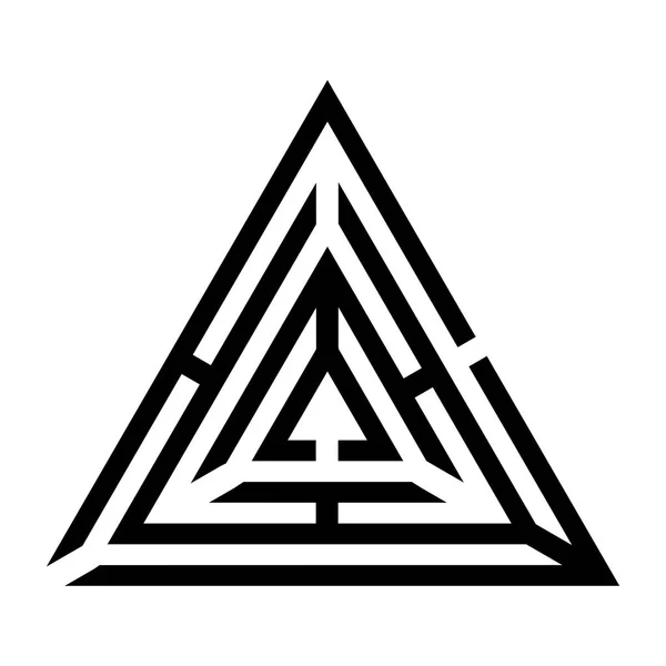 Απλός τριγωνικός λαβύρινθος. Λαβύρινθος με είσοδο και έξοδο. απεικόνιση διανύσματος. — Διανυσματικό Αρχείο