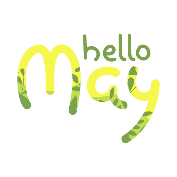 Merhaba Mayıs tipografi vektör tasarımı El yazısı metin. Vektör çizimi. — Stok Vektör