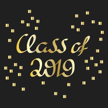 2019 sınıfı. Vektör illüstrasyon. Elle çizilmiş fırça yazısı, kaligrafi.