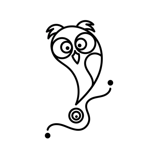 Location vector icon. Cute Owl. Place symbol. GPS pictogram. — Stock Vector