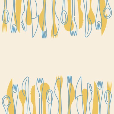 Mutfak Çerçevesi. Çatal Bıçak Arka Planı. Vektör