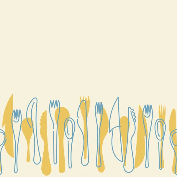 Cocinar frontera sin fisuras. Contour Cutlery Background. Utensilios de cocina. Dibujo de una línea. Ilustración vectorial — Archivo Imágenes Vectoriales