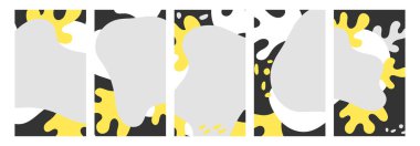 Renkli kesişen noktalar. Sosyal medya hikayeleri için tasarım şablonları. Metin veya fotoğraf çerçeveleri için kopya alanı ile soyut arka planlar vektör seti.